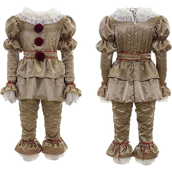 Cupohus Scary Clown Halloween Costume for Adults Cosplay Party Outfit Full Set Adults Grey