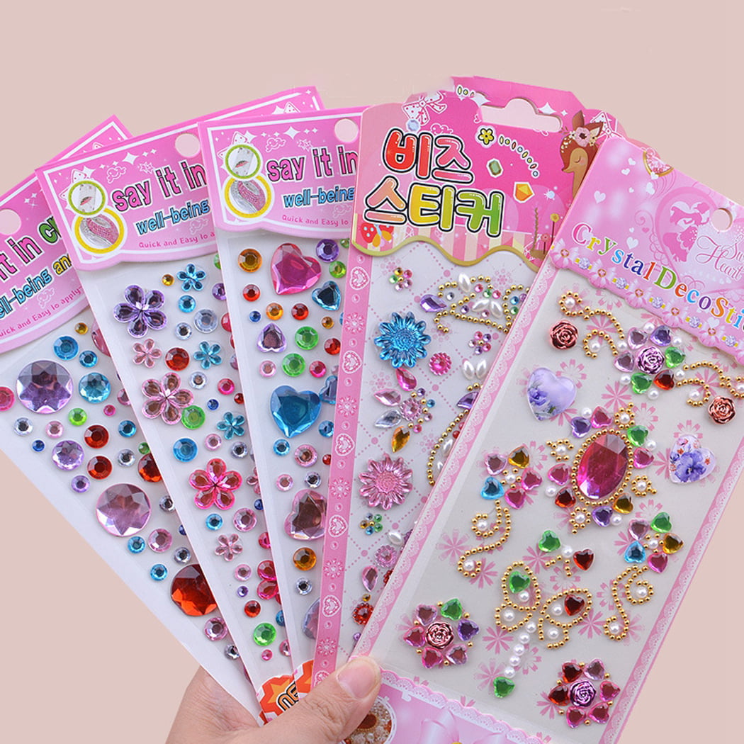 Flowers Gem Stickers, Maxleaf 3D Self Adhesive (Approximately 900PCS)  Rhinestone Jewels Gem Stickers for Crafts Nail Makeup Kids Gift