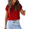 thumbnail image 3 of Women'S Summer Cropped Sweater Vest Trendy Cap Sleeve Crop Tops Crew Neck Loose Knit Tank Top Red L, 3 of 7