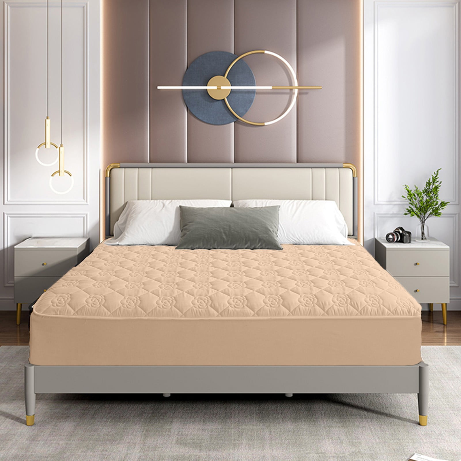 Hmgxay Waterproof Bed Sheet, Comfortable Soft Thickened Intercalated Breathable Washed Cotton Mattress Protective Cover, Fitted Mattress Pad for All Seasons(78.7x59 Inches)