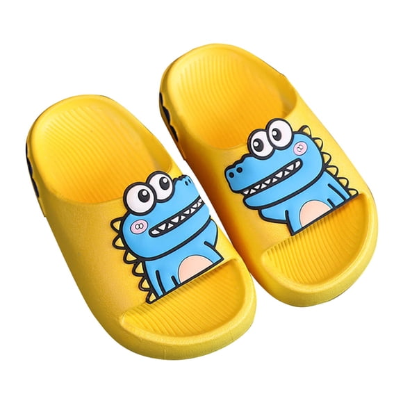 PMVFHDE Girls Fashion Sandals Dinosaur Children Slippers Cute Cartoon Beach Slippers For Kids Non Boys Girls Summer Shoes Yellow,13