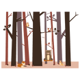 thumbnail image 1 of Bear Fox Chipmunk & Owl Forest Animals 19" x 28" Multicolored Kids Bedroom Wall Decoration Dark Forest Trees Swing Design Removable Vinyl Home Living Room Wall Decal Sticker, 1 of 1