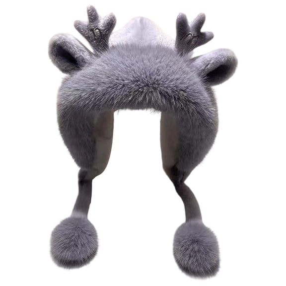 Winter Trapper Hat with Soft Knitted Deer Design and Cozy Pompon for Cold Weather