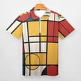 thumbnail image 3 of Mondrian Inspired（14） Men Zipper T-shirt Summer Casual Short Sleeve T-shirt Top, 3 of 7