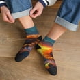 thumbnail image 3 of Pofeuu Sunset Coast Sunflower Print 30cm Socks, Adult Running Hiking Socks for Youth and Adult, 3 of 7