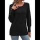 thumbnail image 3 of Blusas Casuales Holgadas de Larga y Corta Abullonada para Mujer, con Cuello Redondo y Botones. Negro M, 3 of 9