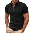 thumbnail image 5 of Short Sleeve Polo Shirts for Men Summer Casual Quarter Zipper Collared Textured Plain Tshirts Work Shirts Golf Shirt, 5 of 5