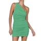 thumbnail image 1 of Minivestido corto ajustado sin mangas con un hombro fruncido y sexy para mujer Pompotops  ghjkhdj2028, 1 of 7