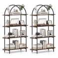 thumbnail image 1 of Costway 2 PCS Arched Bookshelf, 4-Tier Open Bookcase with Sturdy Metal Frame for Living Room Rustic Brown and Black, 1 of 10