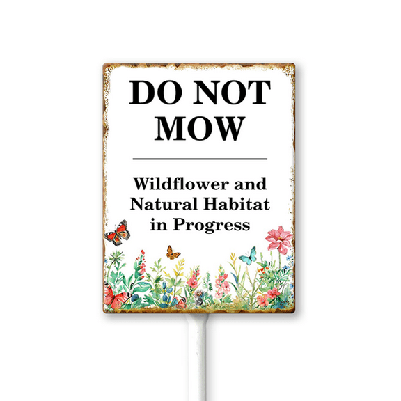 Eveokoki Do Not Mow Wildflower And Natural Habitat In Progress Sign for Yard with Stake 8x12inch Yard Decoration Rustproof Outdoor Aluminum Sign for Yard Garden Lawn Street Outdoor