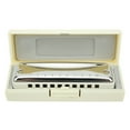thumbnail image 2 of Armónica de blues de 10 agujeros, armónica en clave Db, instrumento musical portátil para principiantes, práctica blanca, 2 of 14