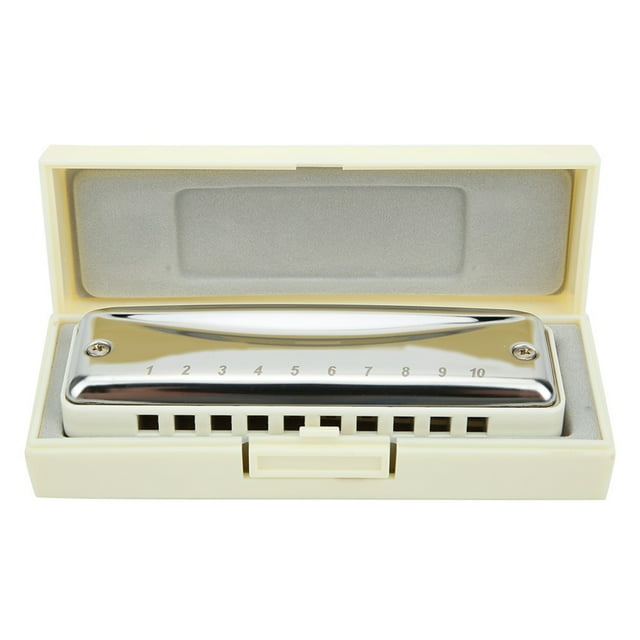 10 Trous Harmonica, Couverture en Acier Inoxydable Forte Étanche Portable Harmonica Bleu Résistant à la Corrosion, Mignon pour les Débutants Professionnels Blanc, Bleu, Orange, Rouge, Noir