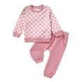thumbnail image 1 of Infant Baby Girl Clothes Long Sleeve Loose Pullover Sweatshirts Pockets Pants Outfits Fall Winter Spring Gift Pinks 18 Months, 1 of 2