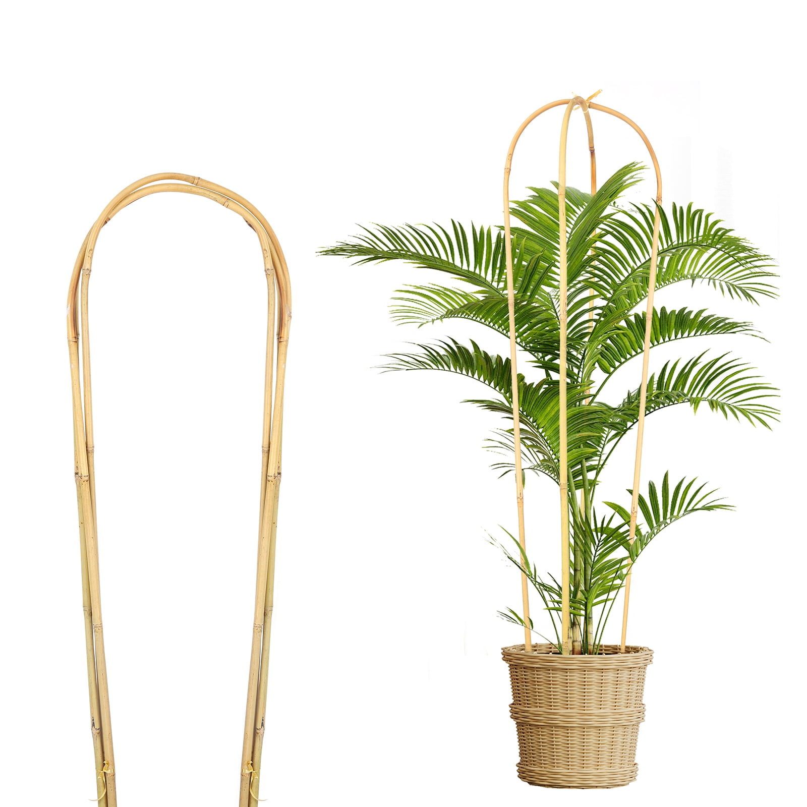4ft Natural U-Hoops Bamboo Trellis U-Shaped Garden Trellis for Climbing Plants, Vines, Ivy, Flowers, and Potted Plants 3pcs