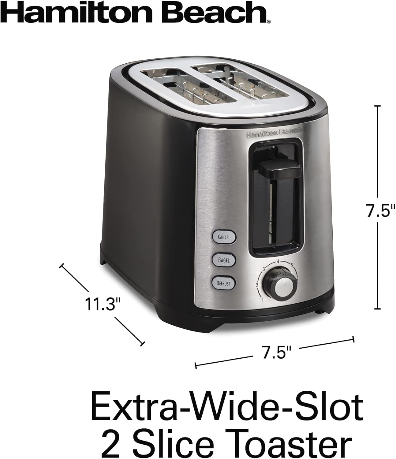 2-slice extra-wide slot toaster with bagel and defrost settings, toast tone selector, enhanced toasting, auto shutoff,