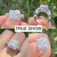 thumbnail image 3 of Flydeer Engagement Rings for Women Princess Cut 3CT Halo Twist Promise Ring Silver Plated Valentine Jewelry Gift for Her Size 6, 3 of 9