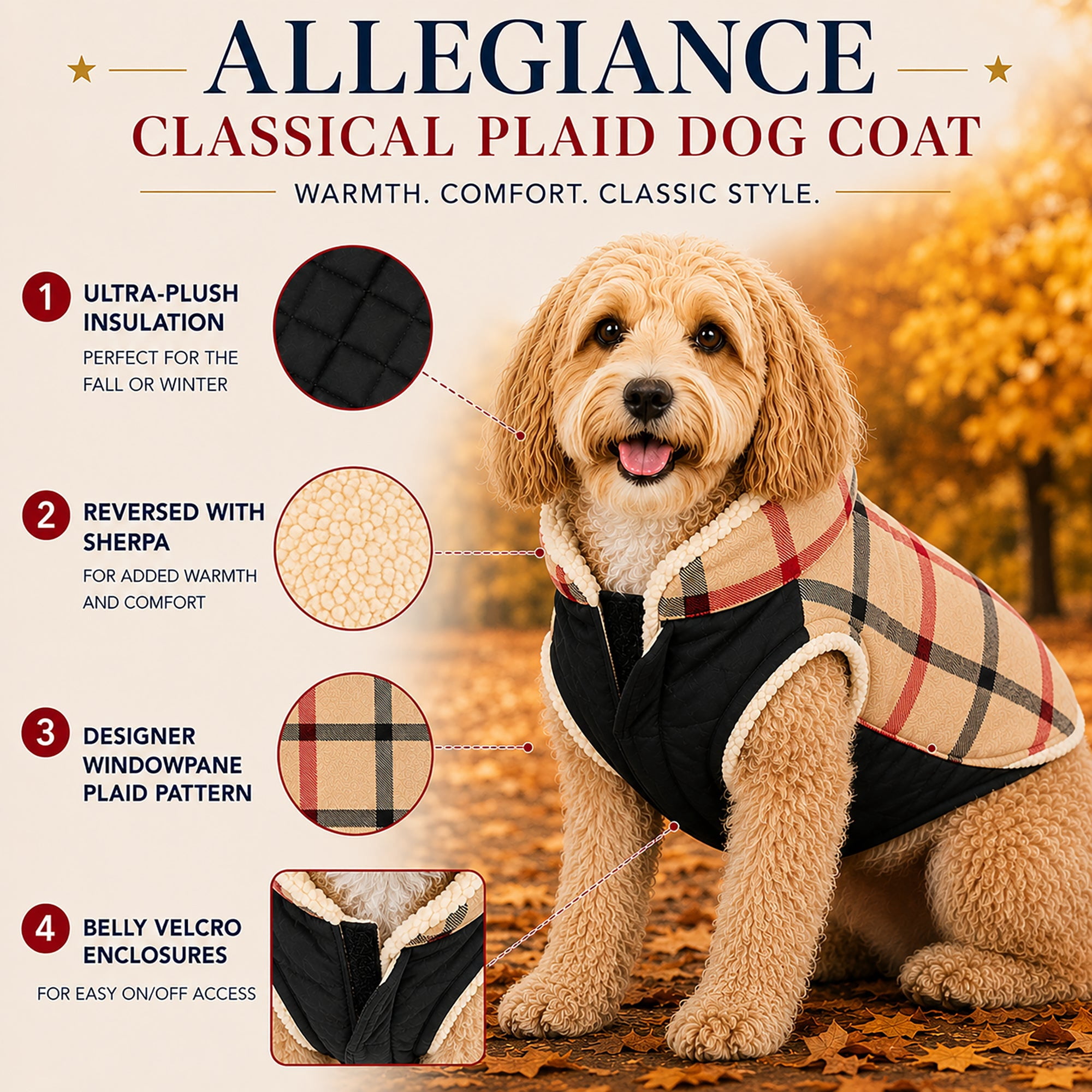 Pet Life ® 'Allegiance' Classical Insulated Plaid Fashion Dog Jacket