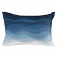 thumbnail image 2 of Navy Blue Ombre Throw Pillow Covers, Modern Moire Wave Gradient Soft Breathable Pillow Cases with Invisible Zipper for Sleeping, Toddler Pillowcases for Couch Bed Sofa Chair 12x20 Inches, 2 of 6