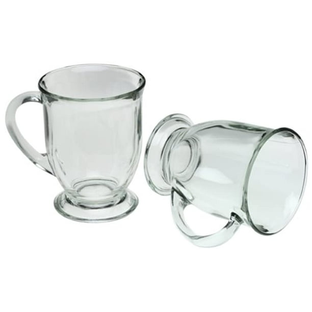 Anchor Hocking Café Glass Coffee Mugs, Clear, 16 oz (Set of 6) ,Multi