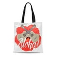 thumbnail image 1 of ASHLEIGH Canvas Tote Bag Uke Hawaiian Ukulele Hibiscus Aloha Music Musical Hawaii Tropical Reusable Handbag Shoulder Grocery Shopping Bags, 1 of 1