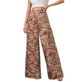 thumbnail image 2 of Palazzo Pants for Women 2026 Spring Summer Lightweight Chiffon Elastic Waist Mid Rise Wide Leg Flowy Boho Beach Pants, 2 of 6