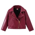 thumbnail image 6 of GYRATEDREAM Toddler Girls Faux Leather Motorcycle Jacket Lapel Zip Up Biker Coat Kids Fall Outerwear, 2-8Y, 6 of 7