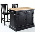 thumbnail image 3 of Crosley Oxford Butcher Block Top Kitchen Island with Stools in Black, 3 of 5