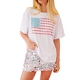 thumbnail image 1 of SUNSIOM Hauts Décontractés pour Femmes 4 Juillet Manches Courtes Col Rond Imprimé Drapeau/nœud T-Shirts Mode Urbaine Blouses, 1 of 6