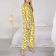 thumbnail image 3 of Picia Cheese Pattern Women’s Long-Sleeve Sleepwear Set - Soft 2-Piece Loungewear with Pockets, Comfy PJs for Relaxing Nights-Large, 3 of 7