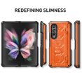 thumbnail image 6 of SaniMore for Samsung Galaxy Z Fold 3 Tempered Glass Screen Case, Rugged PC Case with Pen Holder Adjustable Kickstand Wireless Charging Shockproof Protective Case for Samsung Z Fold 3, Orange, 6 of 9