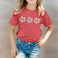 thumbnail image 2 of MUXiin Toddler Girl Shirts Floral Print Crew Neck Preppy Short Sleeve T Shirts Cotton Back To School Sports T-Shirt Boys' Tops, Tees & Shirts, 2 of 6