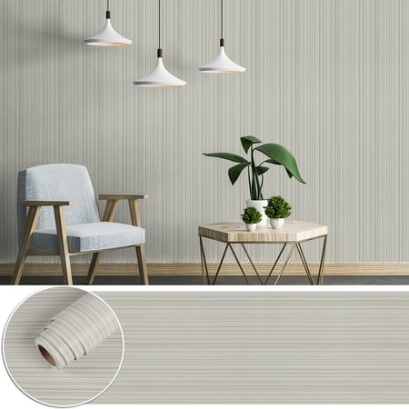 Large Size 30"x236" Cream Grasscloth Peel and Stick Wallpaper Linen Textured Contact Paper Self Adhesive Removable Striped Wall Covering Faux Grasscloth Vinyl Wallpaper for Bedroom Countertops Liners