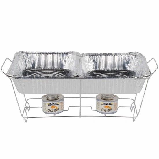 Chafing Kit Full Size Wire Rack with Ethanol Fuel and serving spoons