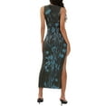 thumbnail image 4 of Coduop Women Sleeveless Vintage Floral Print Sling Long Dress High Split Bodycon Maxi Party Dress, 4 of 5