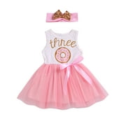 Dewadbow 1st 2nd Third Birthday Dress Girls Toddler Outfits Tutu Dresses Princess Party