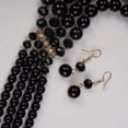 thumbnail image 5 of 1920s Flapper Faux Pearl Strand Necklace and Earrings Set Boho Vintage Layered Long Chunky Crystal Stacked Choker for Women, 5 of 12