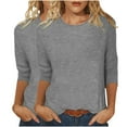 thumbnail image 2 of hxobax 2 PCS 3/4 Sleeve Tops for Womens Summer Basic Tee Solid Color Crewneck T Shirts Tunic Blouses, 2 of 6