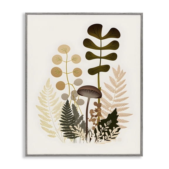 Stupell Industries Mid-Century Neutral Forest Botanicals Gray Framed Giclee Art, 16 x 20, by Petals Prints Design