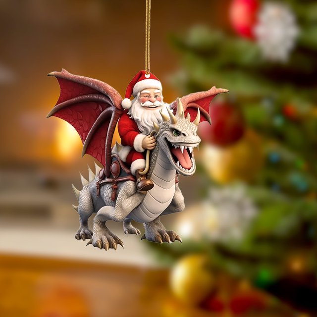 Estatua de dragón de Navidad decoración colgante acrílico exquisito realista para árbol de Navidad