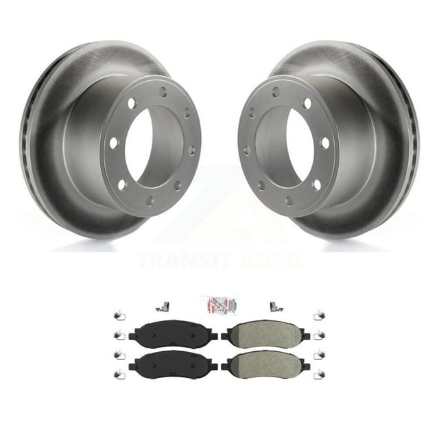 Transit Auto Rear Coated Disc Brake Rotors and Semi-Metallic Pads Kit for Car 2005-2007 Ford F-350 Super Duty F-250 with Single Wheels KGA-103656