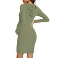 thumbnail image 5 of Hinvhai Women's Maternity Casual Dress ,Classic Ribbed Knit Solid Color Pullover Long Hoodies Long Sleeve Stretchy Bodycon Pregnancy Dresses Army Green 10(XL), 5 of 6