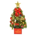 thumbnail image 1 of 24-Inch Pre-Lit Artificial Christmas Tree with Ornaments, LED Lights, Red Bow, and Star Topper for Home Decor, 1 of 3