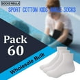 thumbnail image 3 of SOCKS'NBULK 60 Pairs Wholesale Bulk Sport Cotton Unisex Crew, Ankle, Tube Socks, Men Woman Children (Kids White Ankle 6-8), 3 of 3