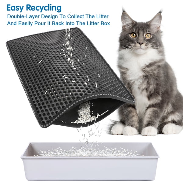 waretary cat litter mat 36x 30, kitty pretty litter box trapping mat, extra  large xl honeycomb double scatter control layer