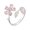 Pink, variant on Chic Cherry Blossom Flower Ring for Women Pink Crystal CZ Floral Statement Rings Flower Leaf Wrap Finger Ring Adjustable Open Band Rings