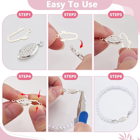 40 Sets Filigree Clasp 4 Color Oval Box Clasps Jewelry Slide Clasp Necklace Bracelet Connectors Filigree Fish Hook Clasps