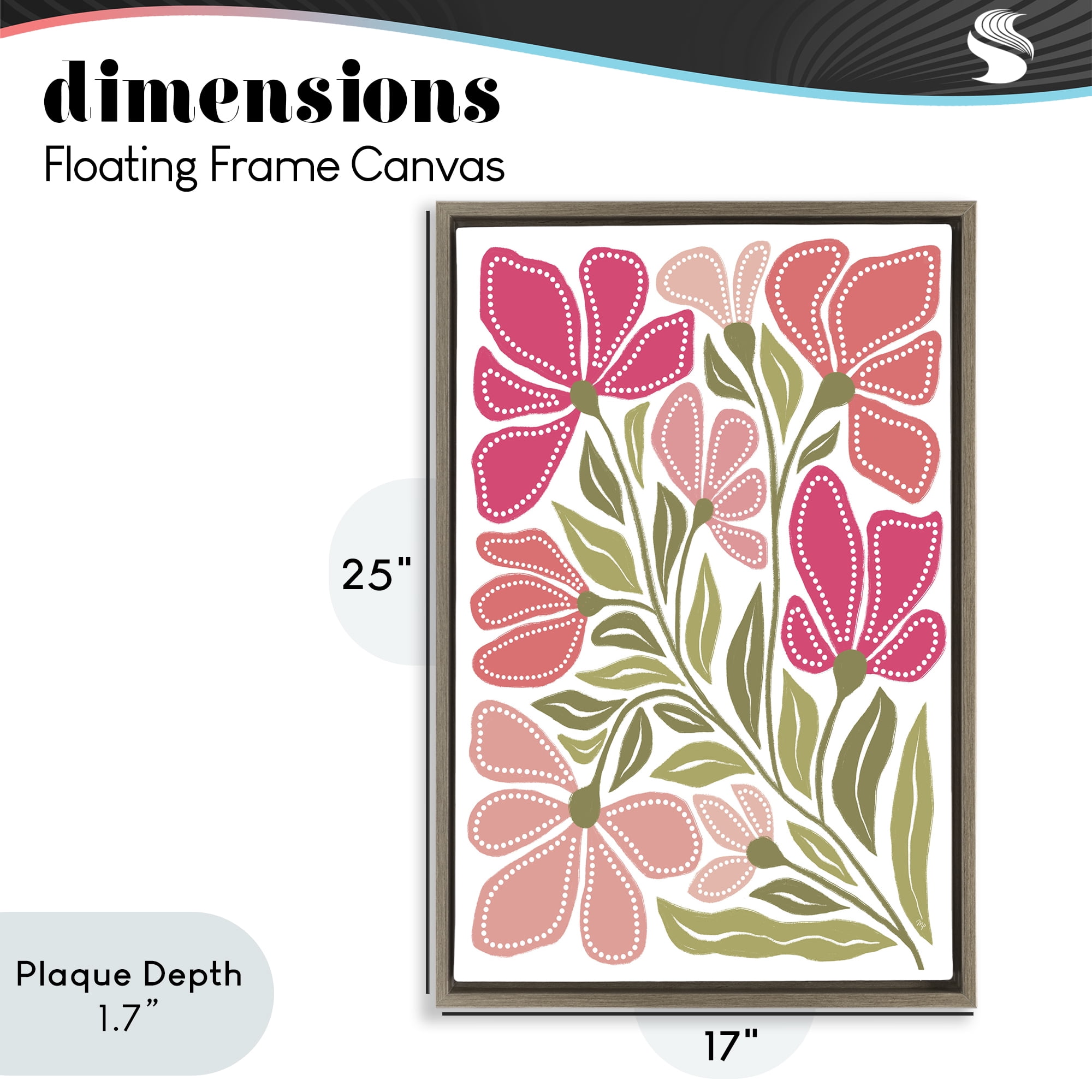Stupell Industries Bold Midcentury Blooms Brown Framed Floater Canvas Wall Art, design by Martina Pavlova