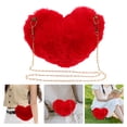 thumbnail image 4 of 1Pc Heart Shaped Purse Red Fabric Crossbody Bag For Party, 4 of 9