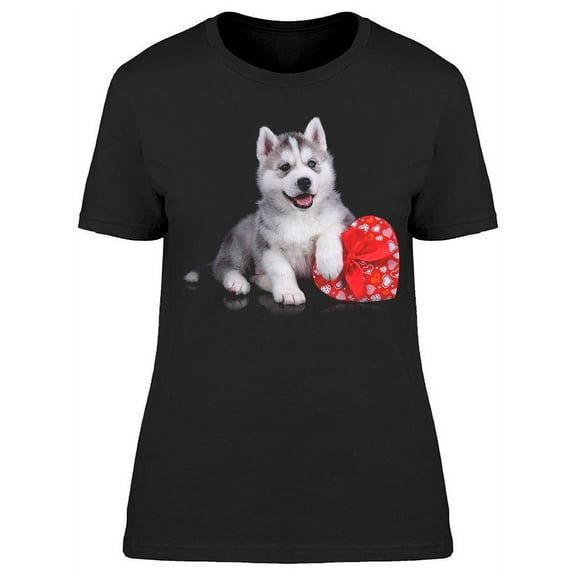 Cute Siberian Husky Puppy T-Shirt Women -Image by Shutterstock Women T-Shirt, Female Small