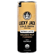 Lucky Jack Cold Brew Coffee, Nitro Latte Golden Milk+Turmeric with Oat Milk,7.5oz Can, 12 pack, 130 mg Caffeine | USDA Organic, Gluten Free, Nut Free